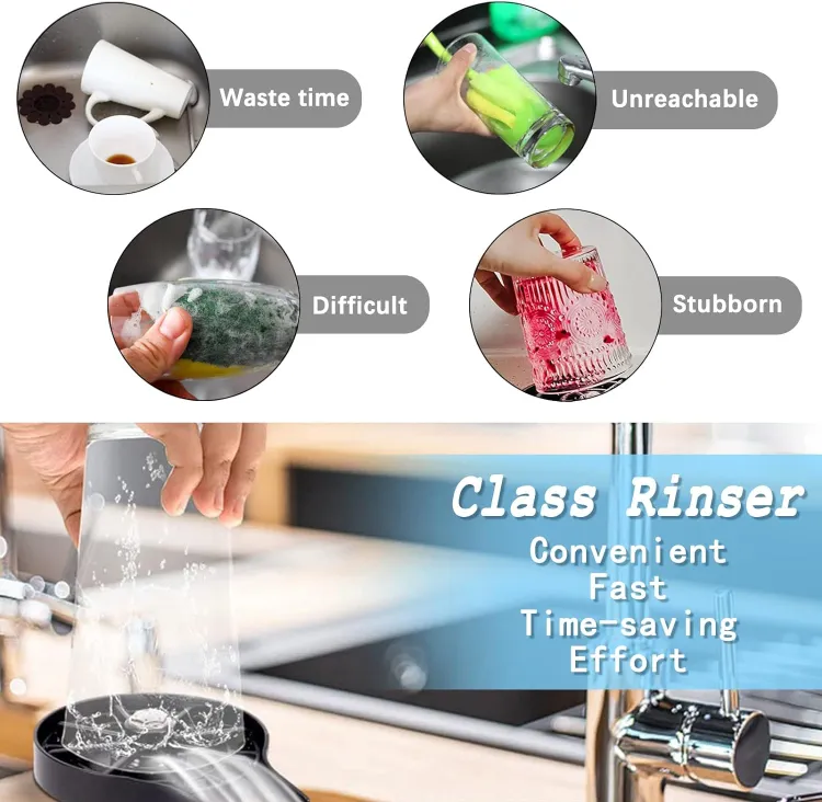 Glass washer - Glass washer for kitchen - Glass Rinser Cup Bottle Washer Cleaner for Kitchen Sinks, Kitchen Sink Accessories Attachment Stainless - Image 6