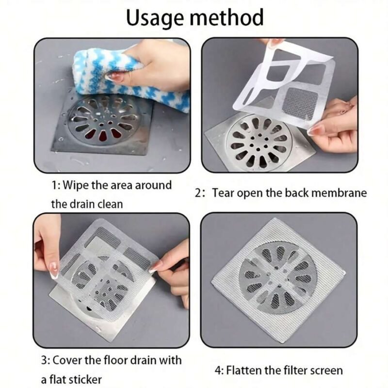 Disposable drain hair catcher sticker for bathroom, bathtub, sink, and kitchen – prevents clogging and keeps drains clean.
