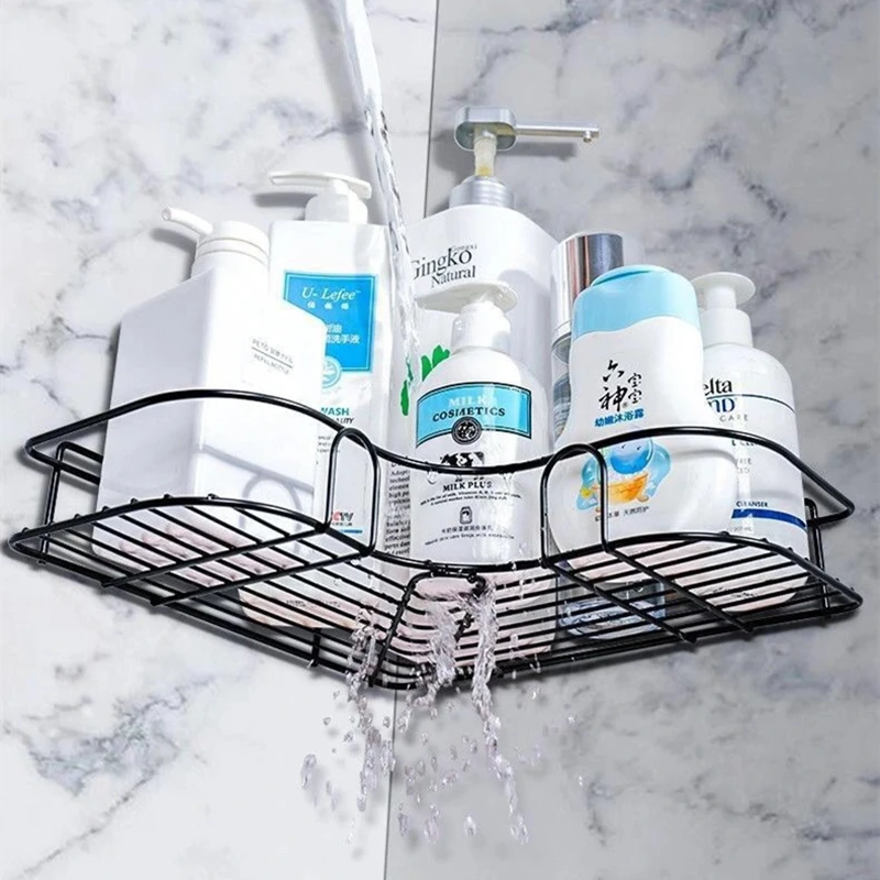 Metal Corner Rack For Bathroom & Kitchen | Bathroom Metal Shelf Organizer | Storage Rack Corner Frame Shampoo Storage Holder | Wall Mount Bathroom Accessories - With Screw - Image 2