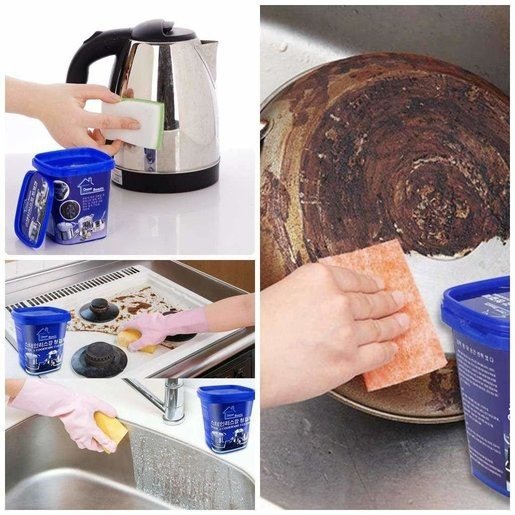 Powerful Stainless Steel Cookware Cleaning Paste Household Car Body Cleaner Washing Pot Bottom Scale Strong Cream Detergent (500g) - Image 3