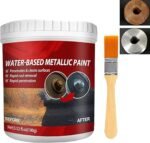 Water-based anti-rust epoxy metal paint with brush for rust removal and protection.