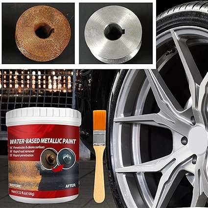 Rust paint Metallic Paint Anti Rust Protection Coating for removing rust from metal (with brush )Steel Box - 300gm - Grey - Image 3