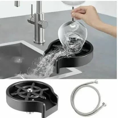 "High-pressure sink glass washer for fast and thorough cleaning of cups, bottles, mugs, and glasses with an elegant, universal design."