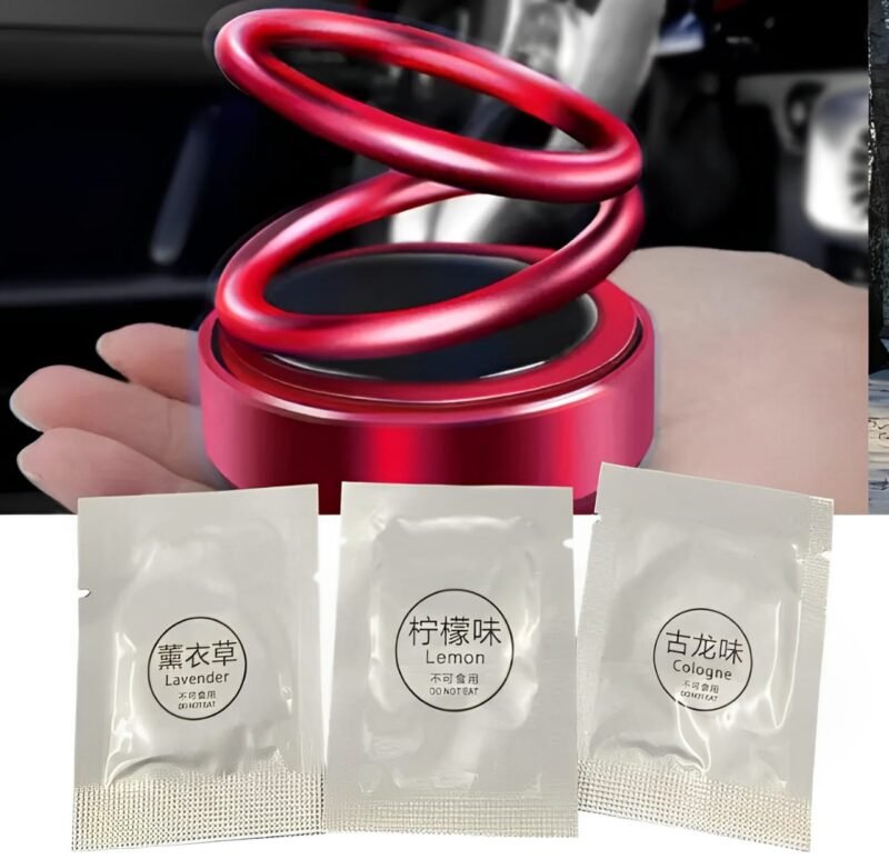 Car Solar Mounted Suspended Double Ring Ornaments, Aromatherapy Perfume, High-End Elegance, Car Interior Accessories (Random Color) - Image 3