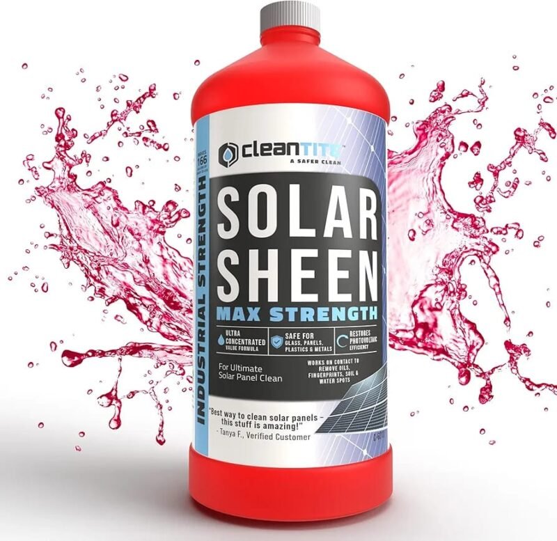"Solar Sheen 200ml premium solar panel cleaner bottle – streak-free, non-abrasive cleaning solution."