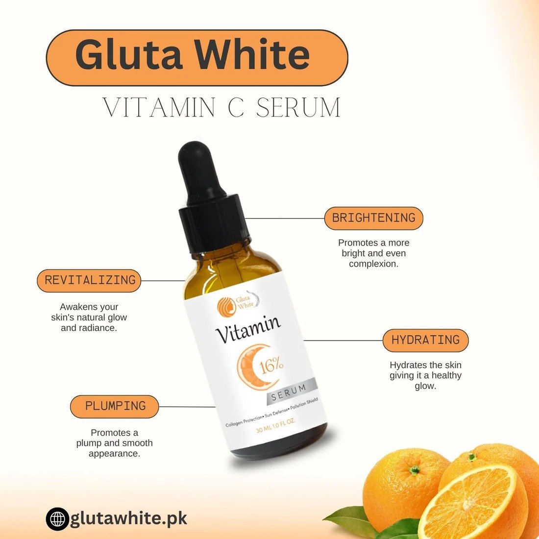 Vitamin C Serum for Face Glowing & Dark Spots | Gluta White Vitamin C 16% Serum | Best Quality Skin Care Serum | Serum For Glowing Serum - 30 ml - Image 6
