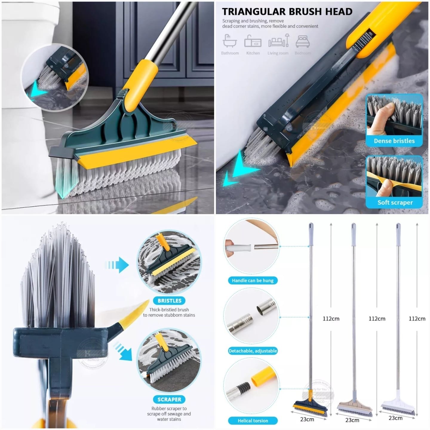 2-in-1 Rotatable Floor & Tile Cleaning Brush – 120° Adjustable Scrubber for Bathroom, Windows & Floors - Image 2