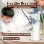 "Portable Mesh Nebulizer Machine – Silent Handheld Inhaler for Kids and Adults with fine mist mesh technology, USB and battery powered