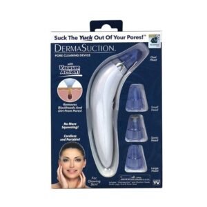 Electric blackhead remover device with LED light and multiple suction heads for deep facial pore cleaning and skin care.