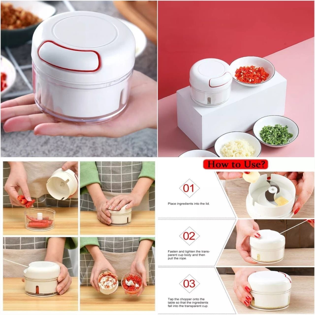 Mini Food Chopper – Hand-Powered Meat Grinder, Mincer, Mixer & Blender for Fruits, Vegetables, Nuts, and Meat | Powerful & Portable Kitchen Tool - Image 6