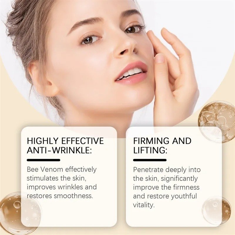 "Whitening and moisturizing bee venom facial cream with anti-aging and skin brightening benefits"