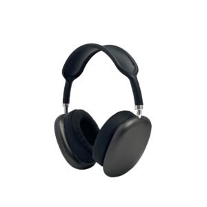 "P9 Bluetooth HiFi Gaming Headset with noise cancelling, waterproof design, built-in microphone, and solid steel headset stand with silicone pad for scratch protection."