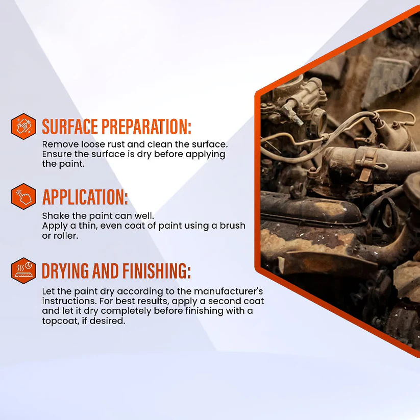 Rust paint Metallic Paint Anti Rust Protection Coating for removing rust from metal (with brush )Steel Box - 300gm - Grey - Image 9