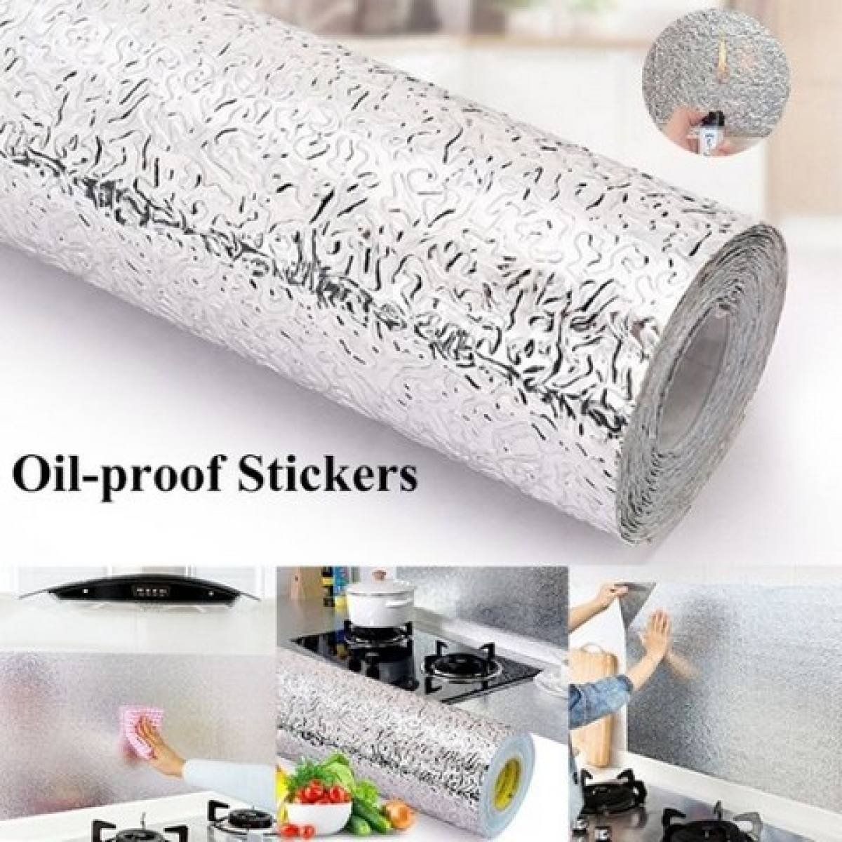 Silver Foil Kitchen Waterproof & Oil Proof Sticker | Aluminum Foil Self-Adhesive Sheet for Stove, Cabinets & Walls – Heat Resistant Wallpaper (60×200cm) - Image 7