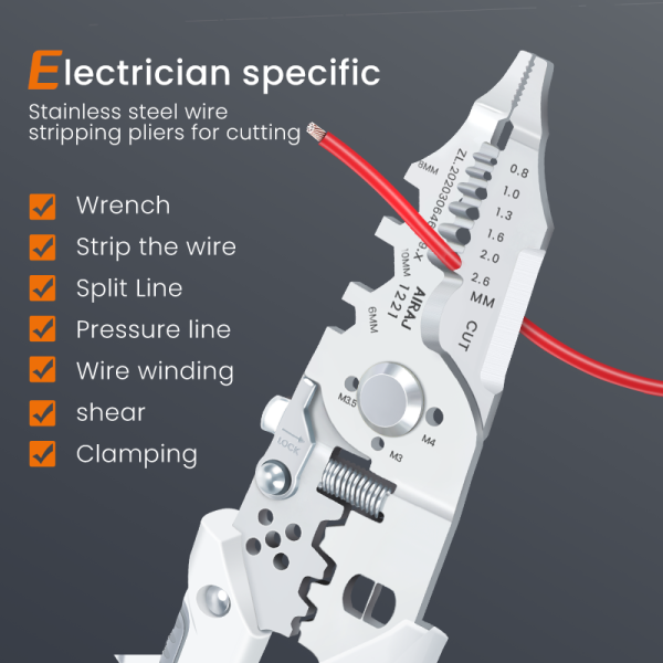 Multi-function Wire Stripper And Cutter – 10-in-1 Electrical Tool With Wire Cutting, Stripping, Crimping & Screw Functions - Image 7