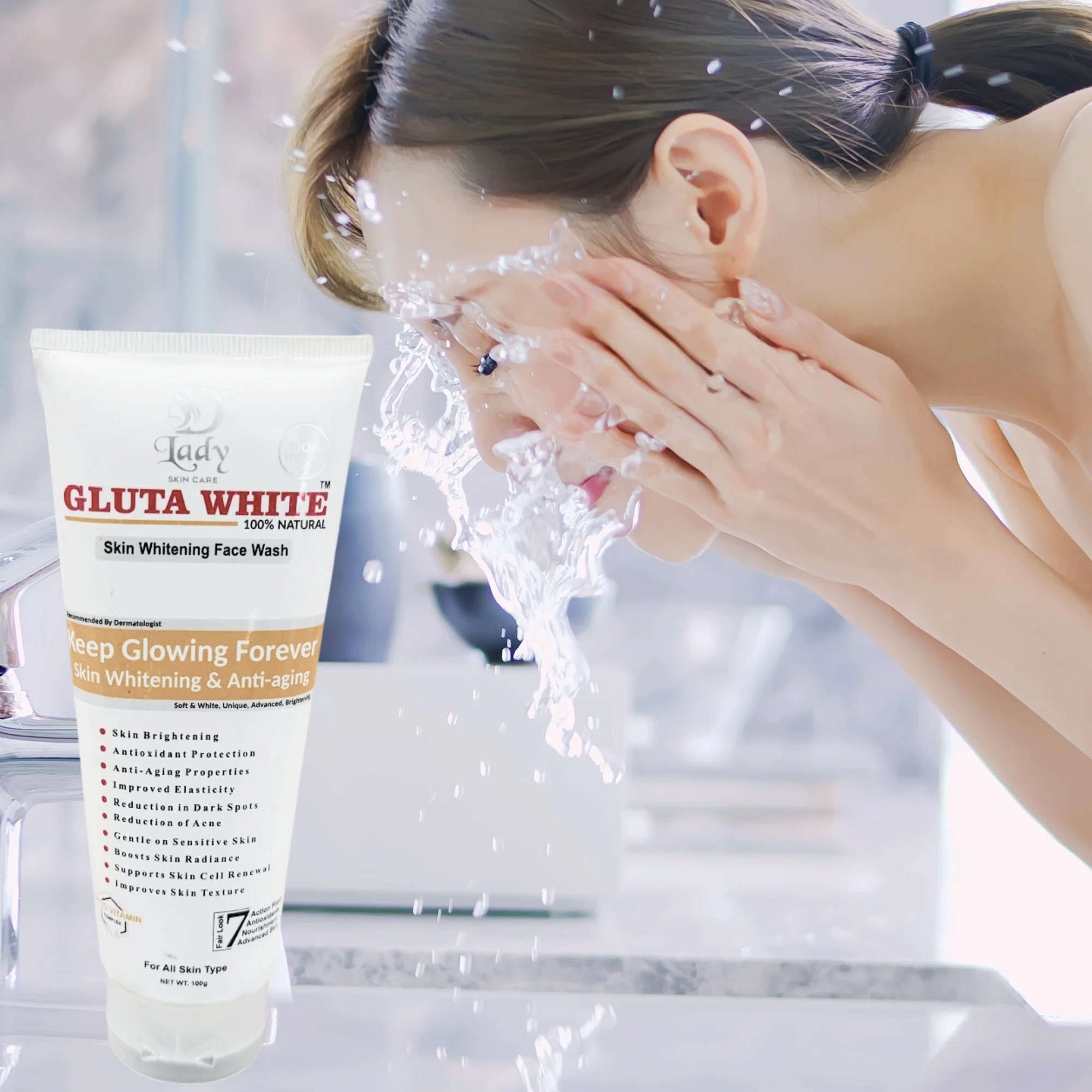 Gluta White Skin Whitening Face Wash | 7-in-1 Brightening & Anti-Aging Formula - Image 4
