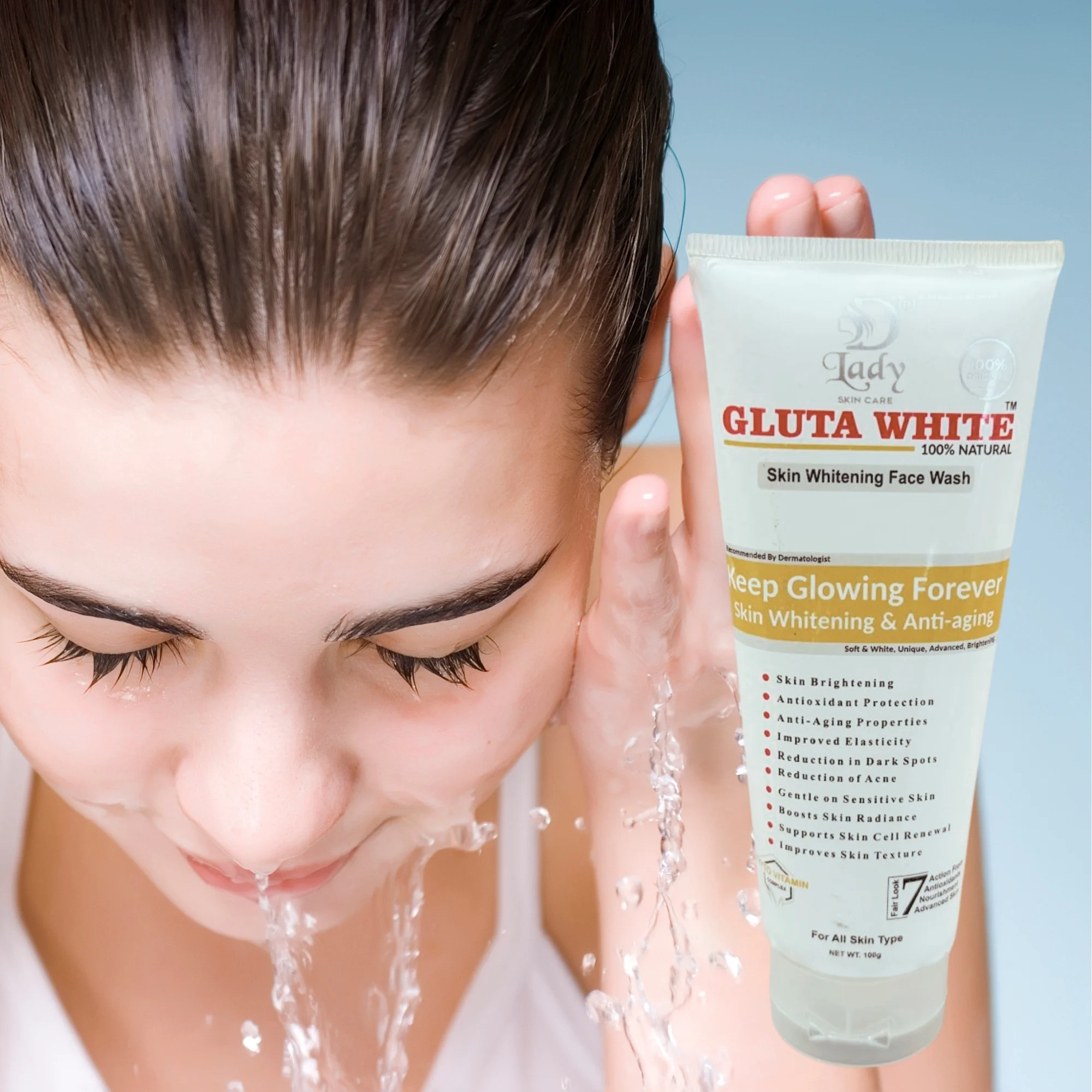 Gluta White Skin Whitening Face Wash | 7-in-1 Brightening & Anti-Aging Formula - Image 3