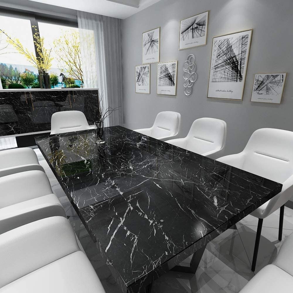 Self Adhesive Marble Sheet 60x200 – Waterproof Black & White PVC Kitchen Countertop Wallpaper - Image 4