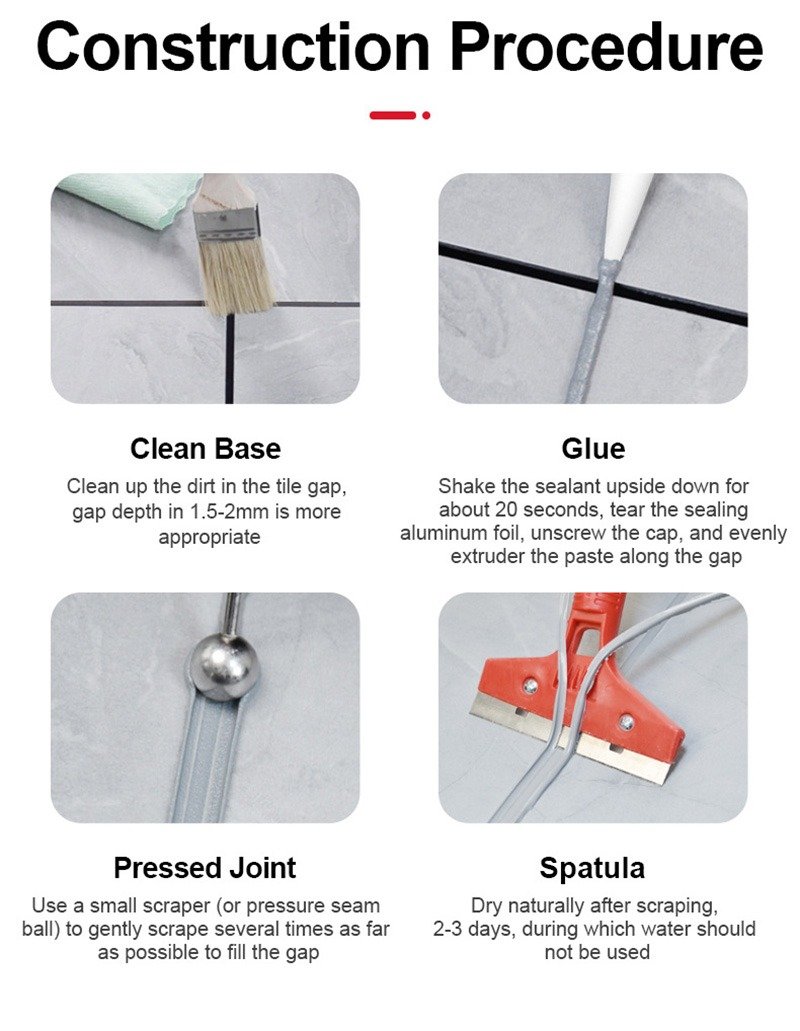 280ml waterproof tile gap filler for sealing cracks and grout gaps in kitchen and bathroom tiles.