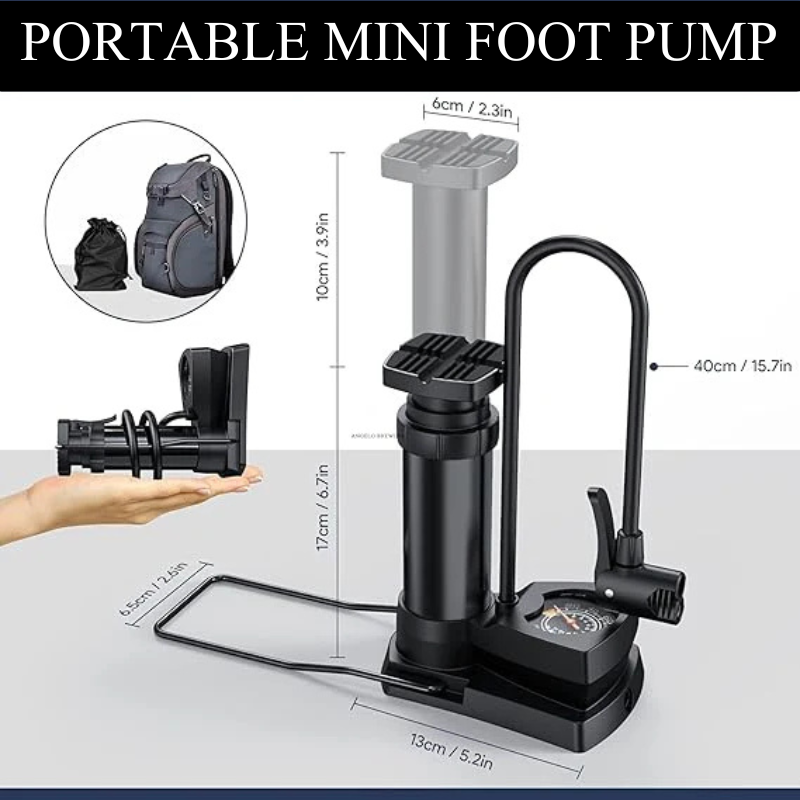Portable High-Pressure Foot Air Pump with Pressure Gauge | Fast Inflation for Car, Bike, Cycle & Sports Equipment - Image 5